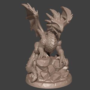 Epic Dragon on Rocky Cliff - High Detail Fantasy Miniature for 3D Printing