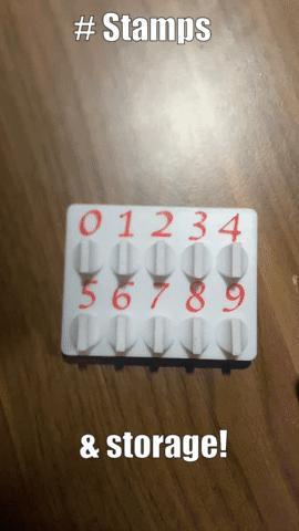 Small numeric stamps with storage