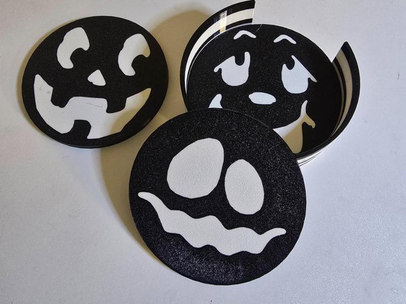 Goofy Funny Jack O Lantern Halloween Face Coasters