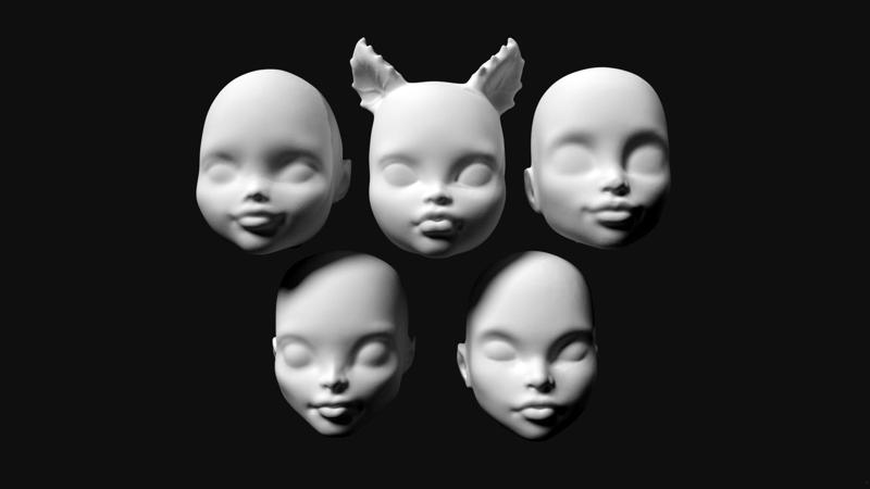 Heads for OOAK doll customizing - compatible with monster high dolls - pack 17