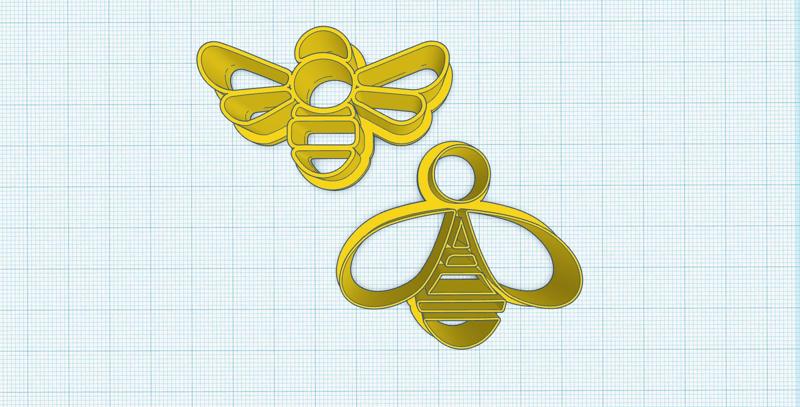Bees cutters, stamp,  Cookie cutter, Polymer Clay Cutter, earrings, SET 2 pcs