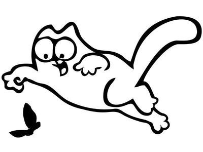 Simon`s cat and butterfly