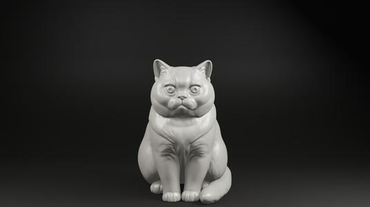 Chubby Cat Statue STL – Cute Realistic Sitting Kitty for 3D Print