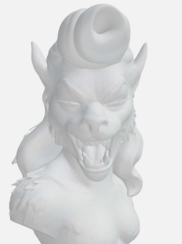 pinup style werewolf woman bust