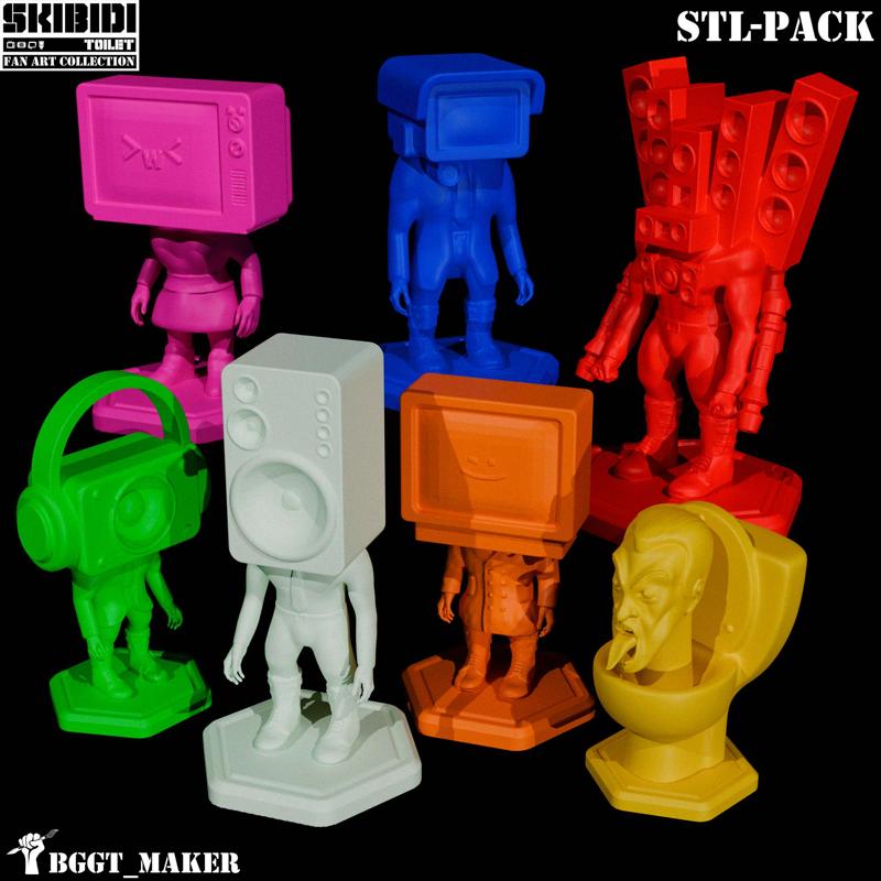 Skibidi Toilet Collection - STL Pack X7 | Skibidi Toilet 3D Fan Art by BGGT Maker