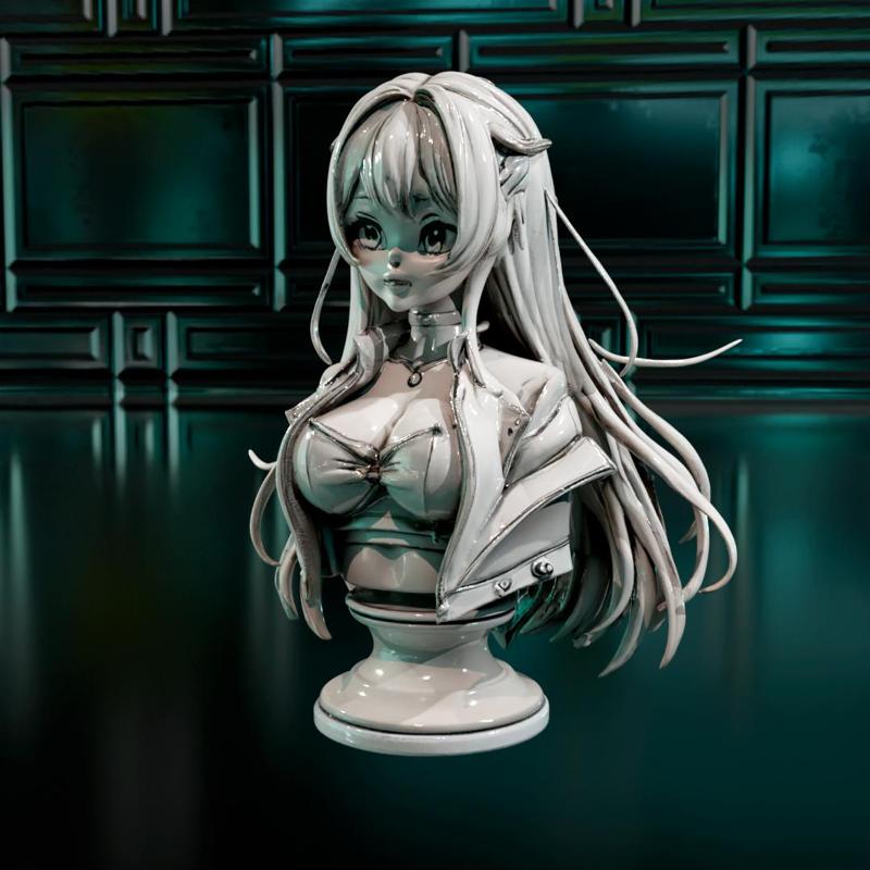 nime-Style Idol Girl Bust - High Detail Resin Model for Collectors - 3D Model Figure