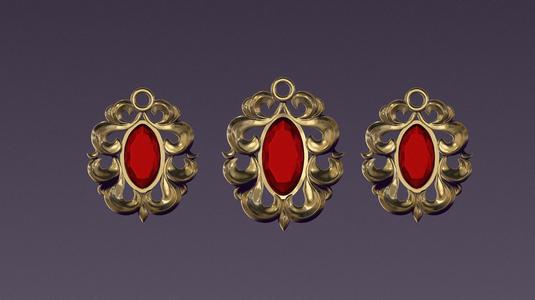 Asian style earrings and pendant set