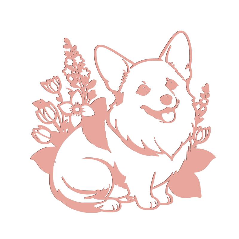 Floral Corgi dog home decor wall art no.1