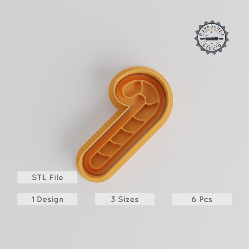 Candy Cane Cookie Cutter & Stamp Set, Christmas Baking, Festive Candy Shapes, Holiday Cookie Decoration, 6 Piece Mold Bundle PRODUCT_4832