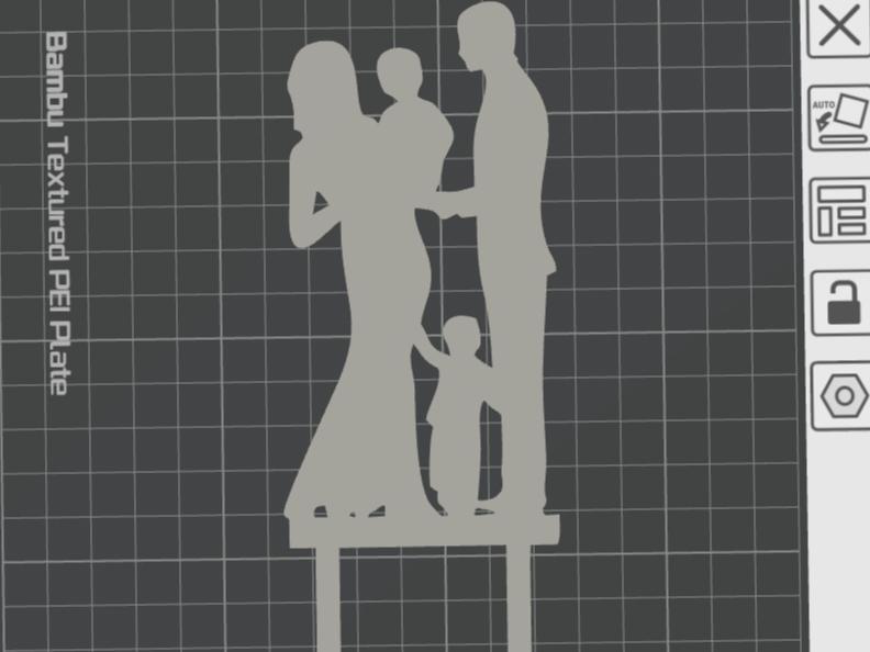 Cake topper wedding couple with two children