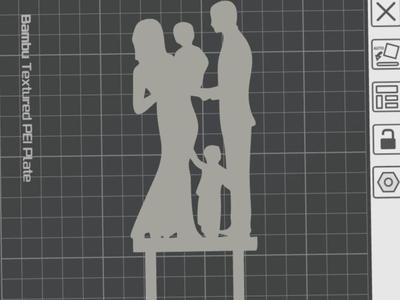 Cake topper wedding couple with two children