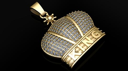 Hip Hop King Crown Pendant 3d Printable Model