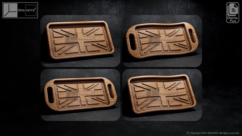 UK Flag Trays Pack - CNC Files for Wood (svg, dxf, eps, ai, pdf)