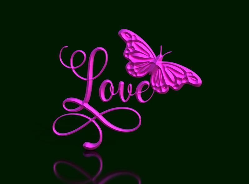 Wings of Inspiration: Italic 'Love' -Butterfly