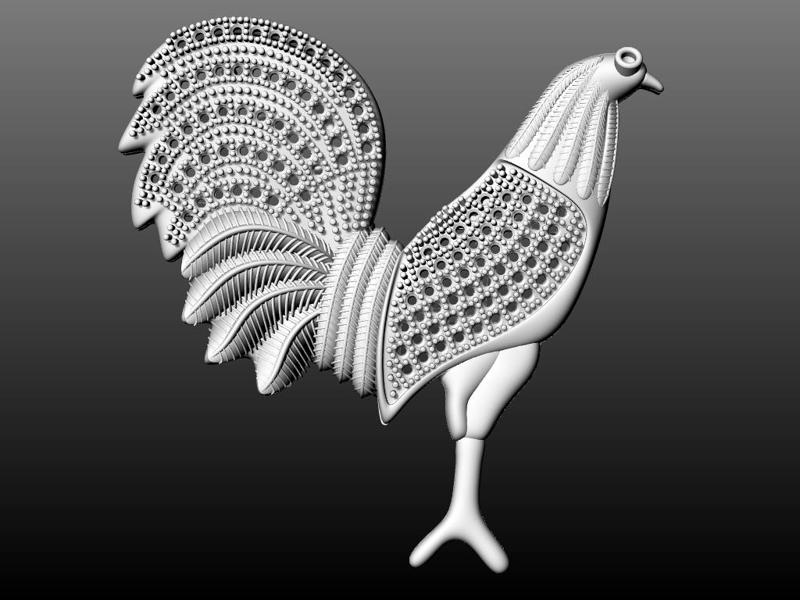 Regal Rooster Gem Encrusted Pendant