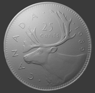Canada, 25 Cents, Caribou, 3D Scan