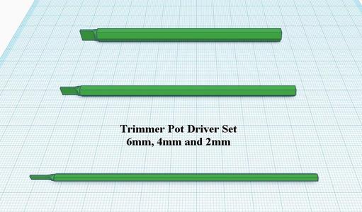 Trimmer Pot Driver Set 6mm, 4mm and 2mm