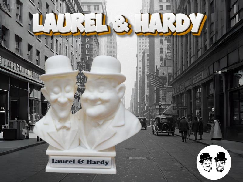 Laurel and Hardy, caricature figurine