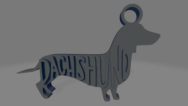 Dachsund silhouette with letters keychain