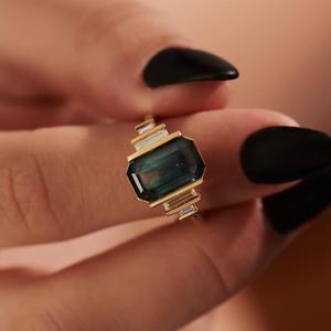 Octagon with Emerald Engagement Ring