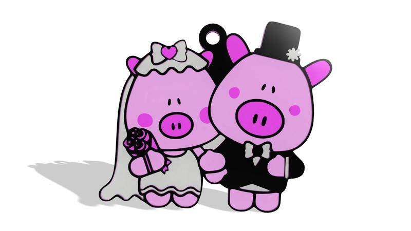 Wedding Piggy Keychain / Wedding Piggy Keychain