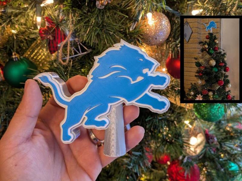 Detroit Lions Christmas Tree Topper