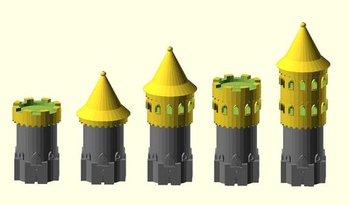Parametric Tower Tops for Modular Castle Playset