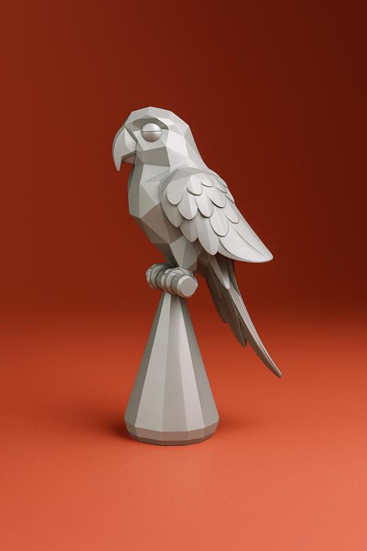 Low Poly Parrot Figurine - 3D Printable Bird Model