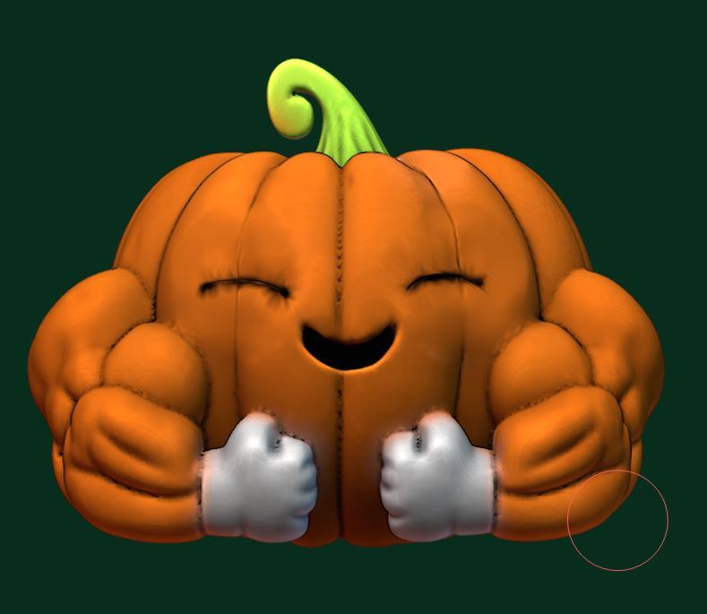muscled pumpkin with EYES CLOSED