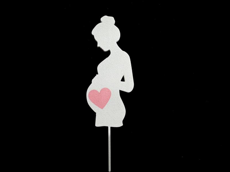 Cake Topper of Pregnant Woman with Heart