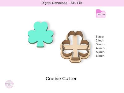 St. Patrick's Shamrock 02 Cookie Cutter STL File, STL Cookie Cutter File, Instant Download, Cookie Stamp STL