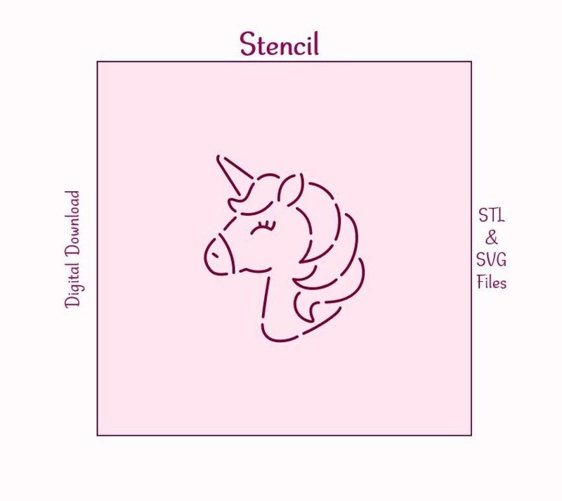 Unicorn Stencil – STL 3D Print file, SVG Cutting file. T02