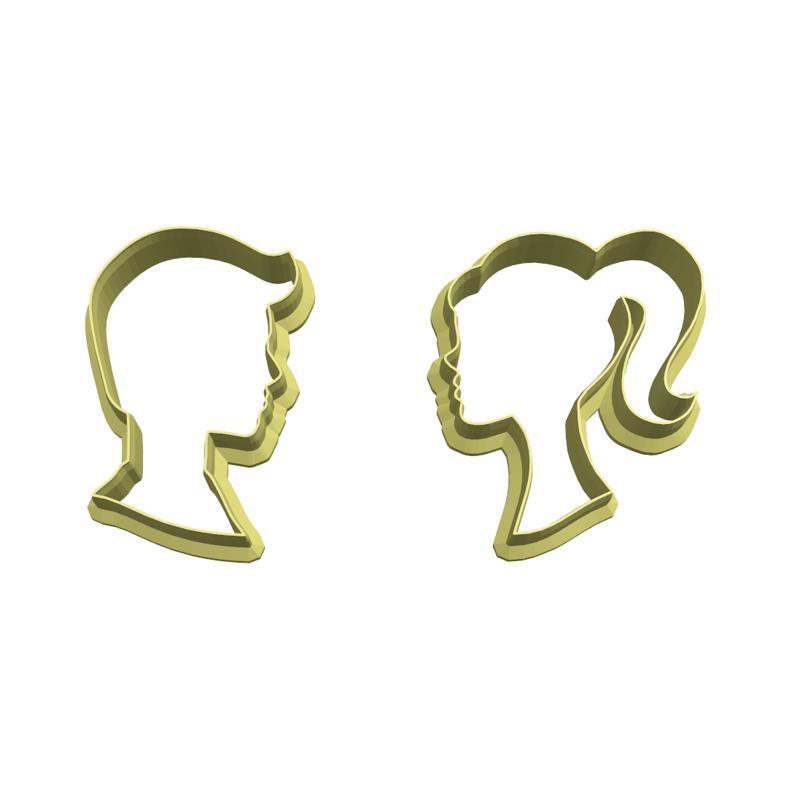 Barbie and Ken silhouette cookie cutters (3 sizes)