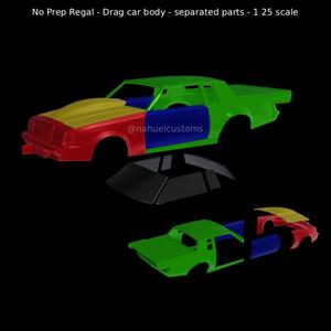 No Prep Regal - Drag car body - separated parts - 1 25 scale