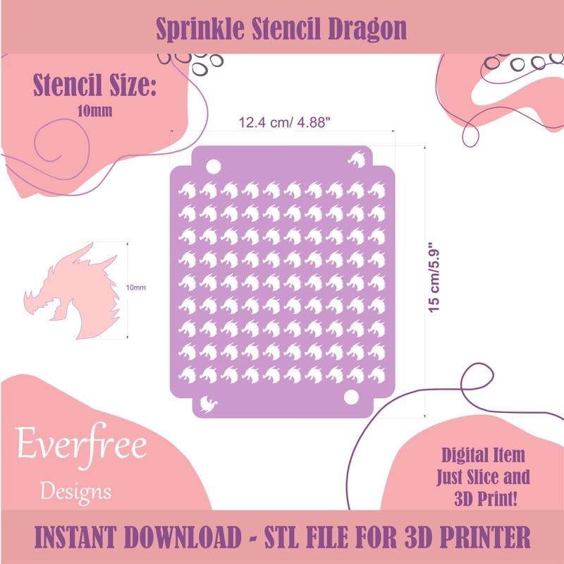 Dragon Shaped Sprinkle Stencil, Gothic Fantasy Sprinkle Stencil for DIY Royal Icing Sprinkles, Digital Download, STL by EverFree Designs