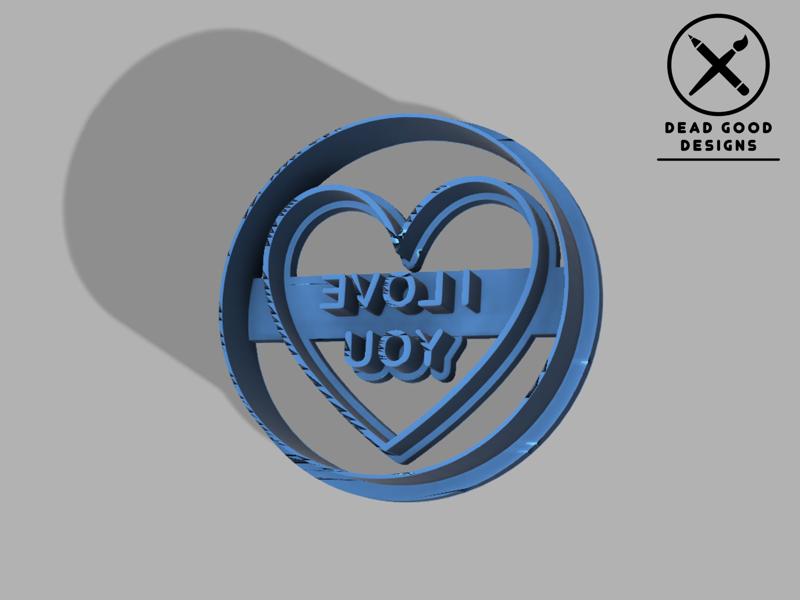 I Love You Valentines Day Love Hearts (Candy/Sweets) Cookie Imprint Cutter for Baking