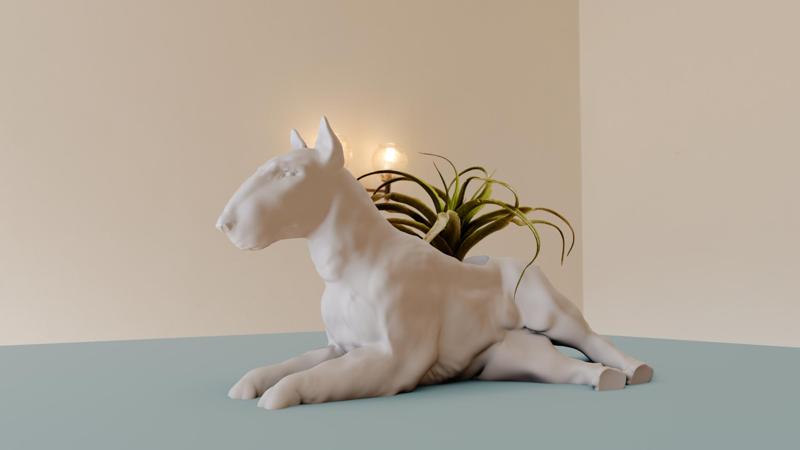 bull terrier lying planter pot flower vase stl