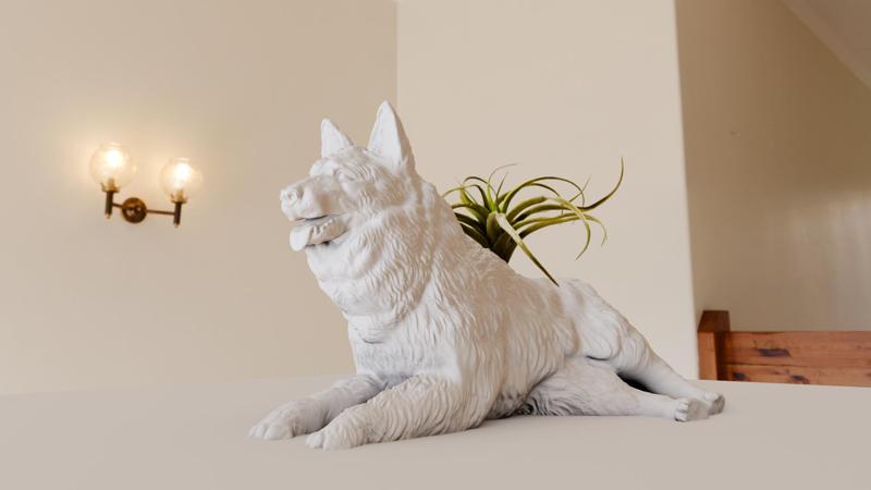 german shepherd lying planter pot flower vase stl