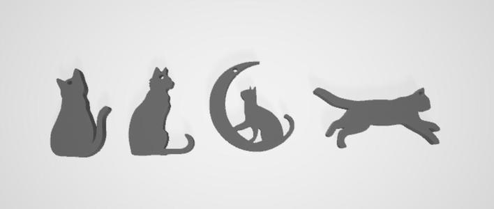 Four cat with hole, pendant, charm, keychain