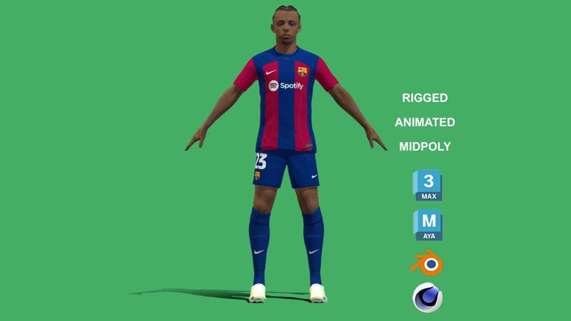 3D Rigged Jules Kounde Barcelona 2024