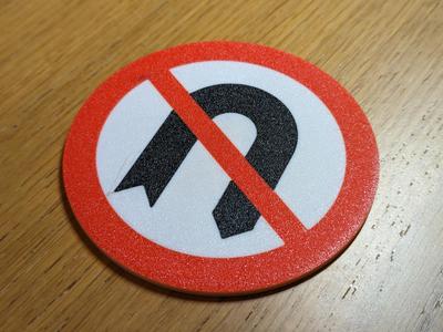 UK Road Sign No U-Turns Coaster