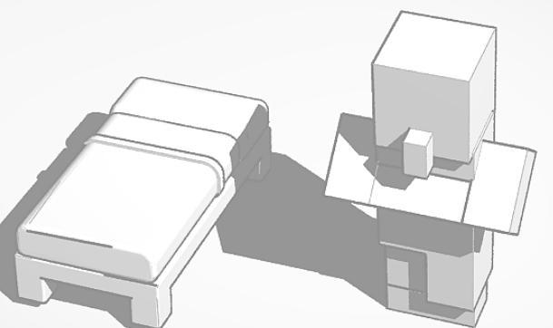 Minecraft villager figurine with bed