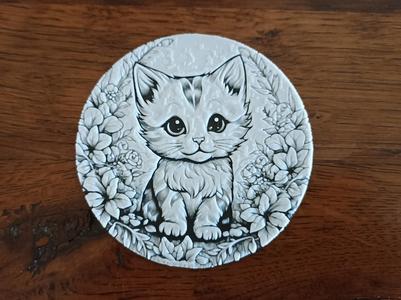 Hueforge kitten coaster