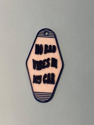 Retro no bad vibes in my car motel keychain