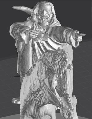 Jesus on a dinosaur - original Buddy Christ hands