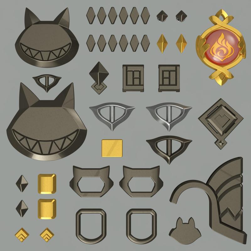 Genshin Impact Lyney Jewelry and Accessories set. Video game, props, cosplay