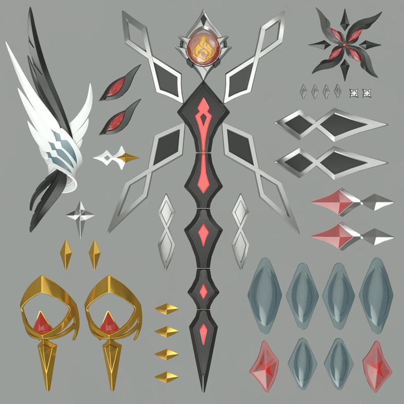 Genshin Impact Fatui Harbingers Arlecchino Jewelry and Accessories set. Video game, props, cosplay