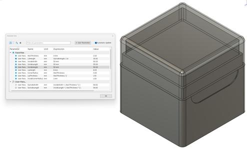 Generic Parametric box with friction fit lid. Highly adjustable in Fusion360