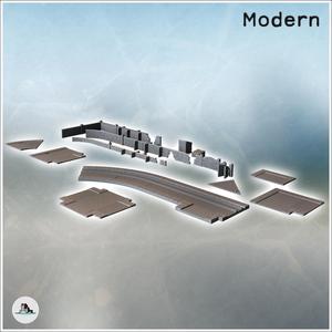 Set of modular paved roads and brick walls with a low wooden gate (3) - Modern WW2 WW1 World War Diaroma Wargaming RPG Mini Hobby