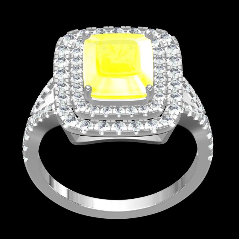 Cushion Cut Diamond Double Halo Split Shank Engagement Ring